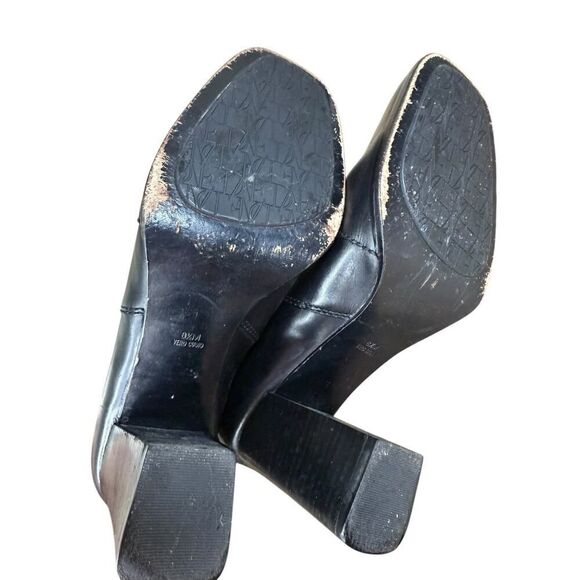 Diane von Furstenberg Black Leather Ankle Boots 8.5M Strappy Block Heel - Picture 9 of 10